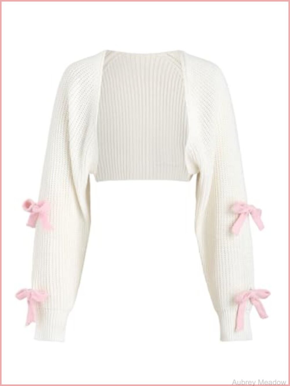 Verdusa Bow Cropped Cardigan Knit Shrug Long Sleeve Sweater